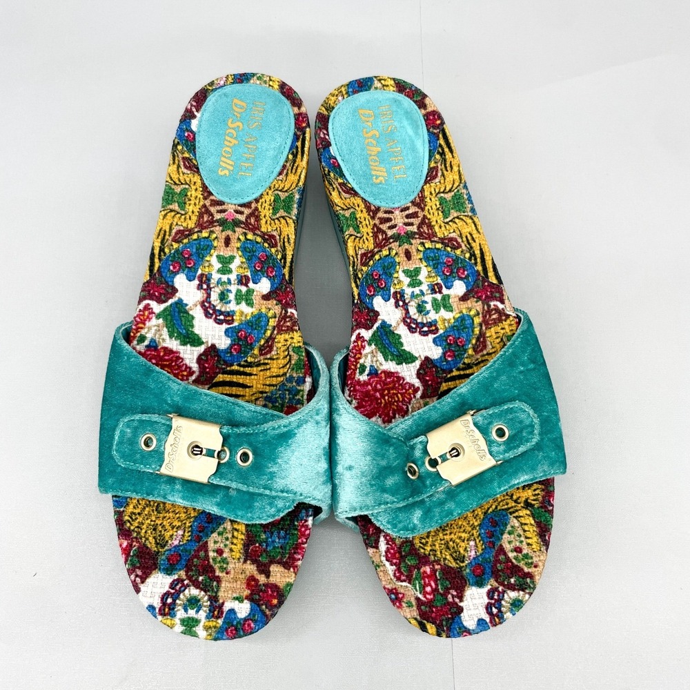 Dr. Scholls Iris Apfel Original Too Womens 7 Slide Sandals Tiger Velvet Platform